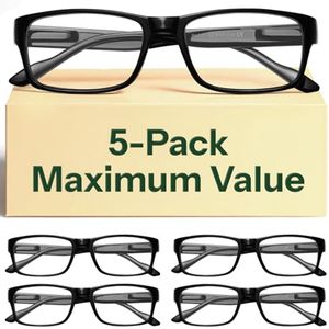 5 Pack Leesbrillen voor Mannen met Blauwlichtfilter - 2.0 Sterkte