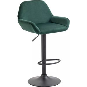 In And OutdoorMatch Velvet barkruk Boda - Groen - Hoogte verstelbaar - Set van 1 - 63-83cm zithoogte - Met rugleuning - Voor keuken en bar - Ergonomische barstoelen