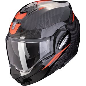 Scorpion EXO-TECH EVO CARBON ROVER Black-Red - ECE goedkeuring - Maat M - Systeemhelmen - Scooter helm - Motorhelm - Zwart - ECE 22.06 goedgekeurd