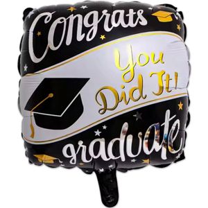 BTH - Ballon - Geslaagd Versiering - Ballonnen - Graduation Ballonnen - Folie - You Did It! - Zwart - Wit