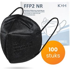 FFP2 mondkapje - CE-gecertificeerd - FFP2 mondmaskers - Medische mondkapjes - Per stuk verpakt - Zwart - 100 stuks
