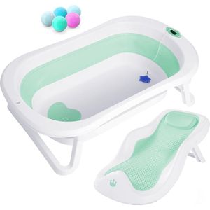 Opvouwbaar babybadje met badzitje/badje XXL met thermometer om de watertemperatuur te regelen/badje op 3 niveaus - vanaf geboorte tot 3 jaar