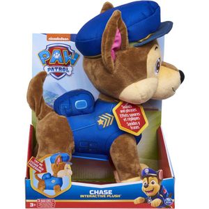 PAW Patrol - Interactief pluchen Chase-knuffeldier van 30 cm met geluiden zinnen en kwispelende staart