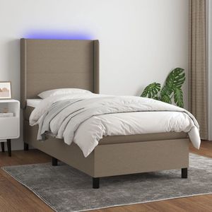 The Living Store Boxspring LED - Taupe - 100x200 - Pocketvering