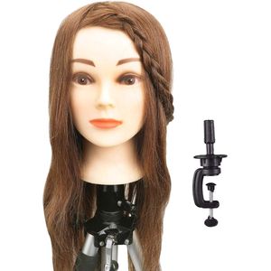 Professioneel trainingshoofd met natuurlijk haar voor kappersopleiding 61 cm