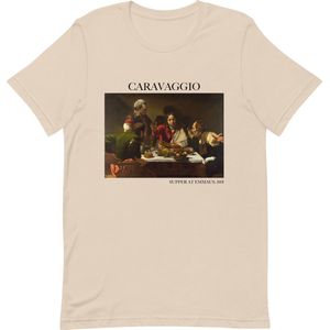 Caravaggio 'Het Avondmaal in Emmaüs' (""Supper at Emmaus"") Beroemd Schilderij T-Shirt | Unisex Klassiek Kunst T-shirt | Soft Cream | XS
