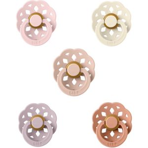 BIBS Boheme Fopspeen set 5 stuks Blossom,Ivory,Blush,Dusky Lilac en Peach 0-6 maanden maat 1