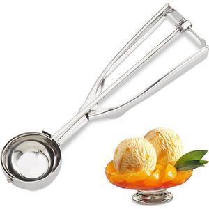 Relaxdays ijslepel edelstaal - ijsbolschep professioneel - 53 mm - fruit - deeg - zilver