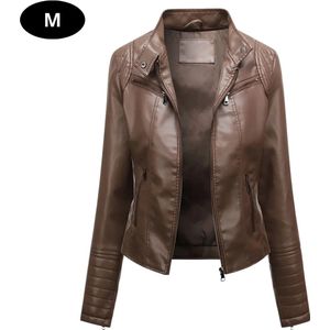 Bovista Leren Jas - Leather Jacket - Lederen Jas - Bomberjack - Pilotenjack - Blazer - Biker - Motorjas - Motormuis - Dames - Bruin XS