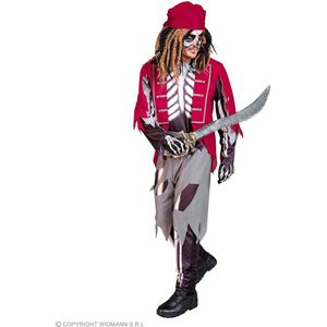 Widmann - Piraat & Viking Kostuum - Lang Verloren Piraat Skelet - Man - Rood, Grijs - XL - Halloween - Verkleedkleding