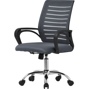 Ergonomische bureaustoel met armleuningen Mesh stof grijs met wielen ML design
