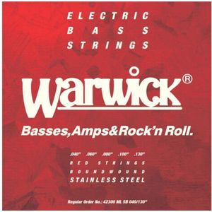 Warwick bas snaren,5er,40-130,rood Stainless Steel - Snarenset voor 5-string basgitaar