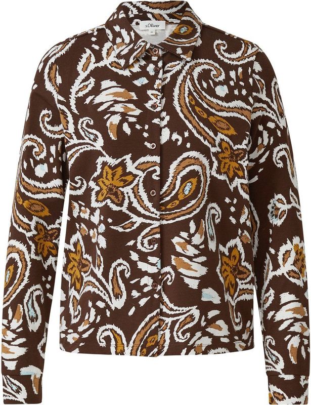 s.Oliver RED LABEL - Blouse - Katoenmix - Relaxed Fit - Lange Mouwen - All-over Motief