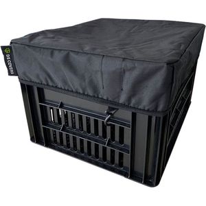 CRATE fietskrathoes van DS COVERS – Maat L 40x50cm – Outdoor – Zwart – Waterdicht – UV bescherming – 600D polyester