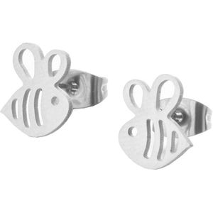Fako Bijoux�® - Oorbellen - Steker - RVS - Stainless Steel - Bijtje - Zilverkleurig