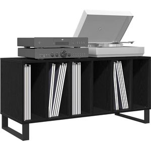 Platenspeler Meubel - LP-kast - Platenspelerkast - Draaitafelstandaard - Platenspelerstandaard - Vintage Displayplank - Zwart eiken