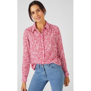 Damart - Overhemdblouse getextureerde crêpe stof - Dames - Roze - 50