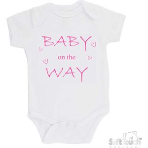 100@ katoenen Romper ""Baby on the way"" Meisjes Katoen Wit/roze Maat 62/68