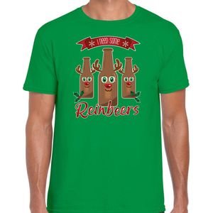 Bellatio Decorations fout kersttrui t-shirt heren - Rudolf Reinbeers - groen - rendier/bier S