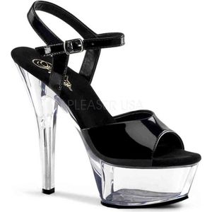 Pleaser - KISS-209 Sandaal met enkelband - US 7 - 37 Shoes - Zwart/Transparant
