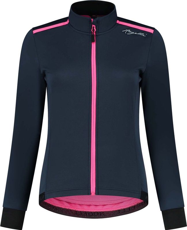 Rogelli Pesara Winter Fietsjack Dames - Wielrenjack - Winddicht - Blauw/Roze - Maat L