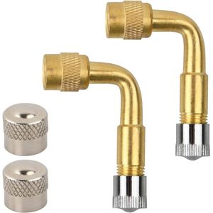 90 graden ventielverlenging - 2 stuks, koperen ventieladapter voor auto, motorfiets, fiets en scooter