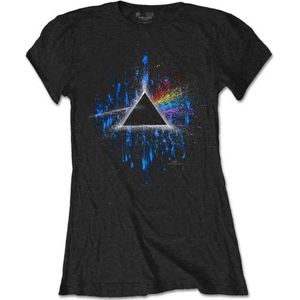 Pink Floyd - Dark Side Of The Moon Blue Splatter Dames T-shirt - XL - Zwart