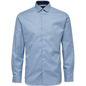 Selected Homme Heren Overhemd Oxford Lichtblauw Fijn Geruit Slim Fit - 3XL