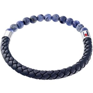 Tommy Hilfiger TJ2790475 Heren Armband - Leren armband - Sieraad - Leer - Blauw - 18.5 cm lang