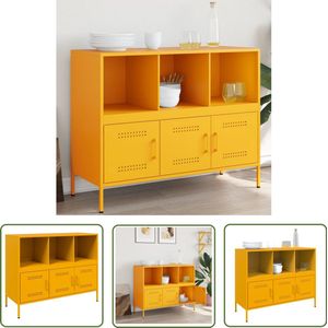 vidaXL Industrieel Design - Dressoir - Dressoir 100,5x39x79 cm staal mosterdgeel - Mustard Geel - Vintage Dressoir - Staaldressing