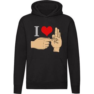I Love Fingers Hoodie | Valentijnsdag | vrijgezellenfeest | relatie | liefde | Unisex | Trui | Sweater | Capuchon