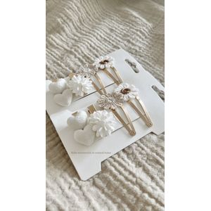 Haarclips -baby-haar accessoires- clips - beige- wit- baby accessoires- natural- tones-tintent- giftset- sinterklaas- kerst