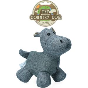 Country Dog Tiny Bella – 16 x 16 cm - Honden speelgoed – Honden speeltje met piepgeluid – Honden knuffel gemaakt van hoogwaardige materialen – Dubbel gestikt – Extra lagen – Voor trek spelletjes of apporteren – Grijs/Blauw