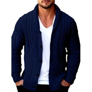 Livano Cardigan Heren - Vest - Knopen - Warm - Gebreid Vest - Marineblauw - S
