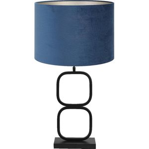 Light & Living Tafellamp Lutika/Velours - Zwart/Blauw - Ø30x67cm -