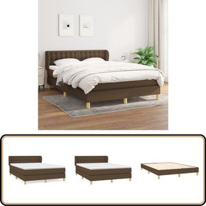 vidaXL Boxspring - Donkerbruin - 140x190 cm Boxspringbed - Donkerbruin Bed - Slaapkamer Meubilair - Pocketed Spring Mattress - Boxspring Frame