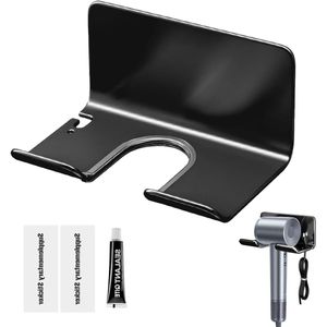 Wandhouder voor haardrogers en kappersgereedschap - eenvoudige installatie zonder boren - modern en elegant design - duurzaam en stabiel - ruimtebesparend - zwart