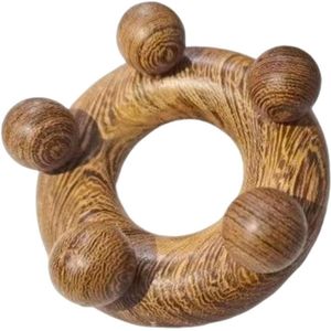 Massage Apparaat - Vermoeidheid Verlichten - Bindweefselmassages - Relax - voor rug, nek, schouder, buik, taille, armen, benen, etc. - massage stok hout - gua sha massage tool - houten massage stok - 5 massage ballen - 1 stuk - bruin hout