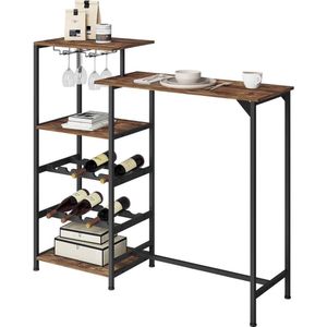 Rootz multifunctionele bartafel - tafelbladen met twee niveaus - opbergtafel - geïntegreerde wijnrekken - duurzaam ontwerp - B129,5 x H117 x D38 cm