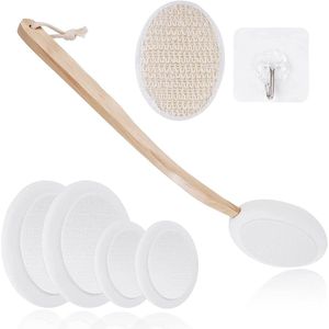 7-delige set rugincrèmers badborstel lichaamsborstel met lange steel multifunctionele afneembare rugborstel voor peeling massagelotion crème - Incrèmehulp voor de rug