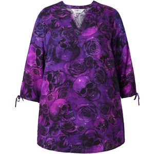 Angel of Style - Dames - Tuniek A-lijn doodshoofdmotief 3/4-mouw - Violet - Maat 42