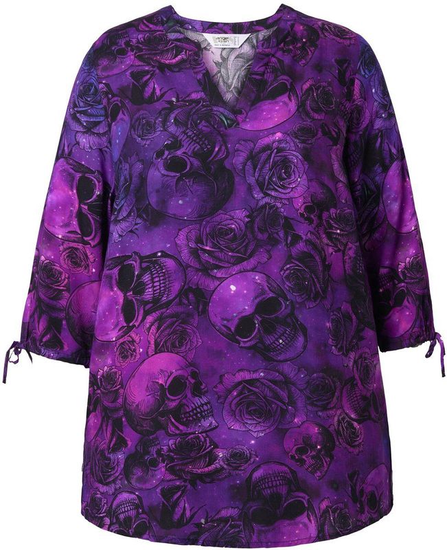 Angel of Style - Dames - Tuniek A-lijn doodshoofdmotief 3/4-mouw - Violet - Maat 42