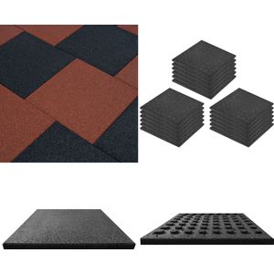 vidaXL Valtegels 18 st 50x50x3 cm rubber zwart - Valmat - Valmatten - Rubberen Mat - Rubberen Vloertegel