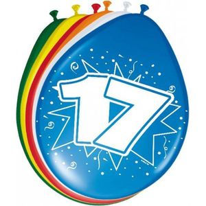 24x Stuks verjaardag ballonnen 17 jaar thema 30 cm - Leeftijd feestartikelen/versiering