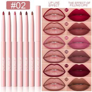 6-Delige Matte Lipliner Set - 02 – Nude & Berry Tinten – Langhoudend – Waterresistent – Niet Vervagend – Dunof Lip Make-up Set