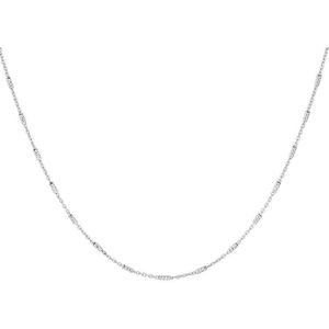 YO&NO - Ketting -  Zilver - Anker - Staafjes -  1,3mm - 40 + 4cm - Sieraden vrouw - Gerhodineerd - Zilver 925