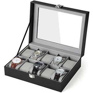 Trend24 Horlogedoos - Horloge doos - Horloge box - Horlogedoos heren - 25 x 20 x 7.5 cm - Zwart