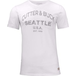 Cutter & Buck Pacific City Tee Heren 353400 - Wit met grijze print - 4XL