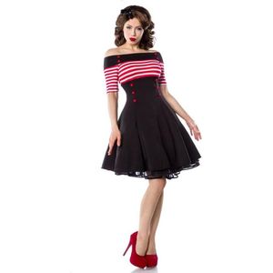 Belsira Flare jurk -M- Vintage Zwart/Rood