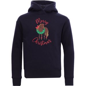 Epplejeck Kersttrui Epplejeck Ejcmerry Christmas Hoodie Kids Donkerblauw - 116